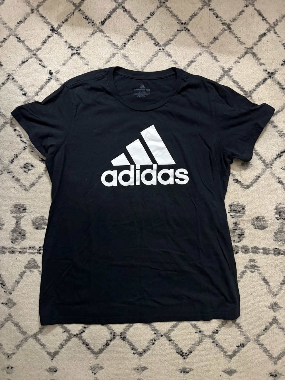 adidas Black Short Sleeve Tee with White Logo